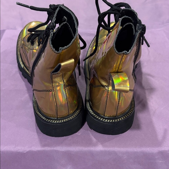 Holographic Gold Combat Boots - Picture 6 of 11